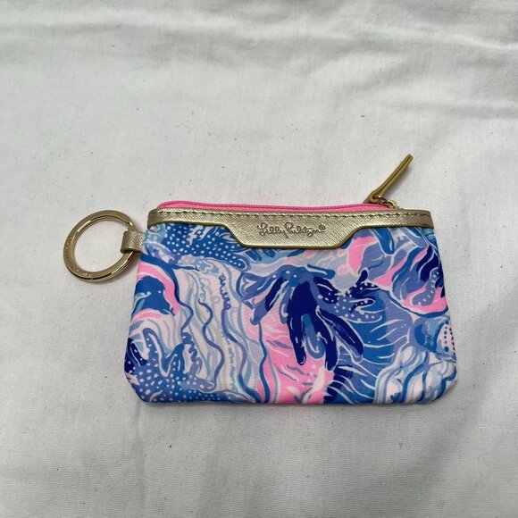 Lilly Pulitzer Keychain Coin Purse Wallet With ID Window 4"X5" preppy tropical - Picture 2 of 7